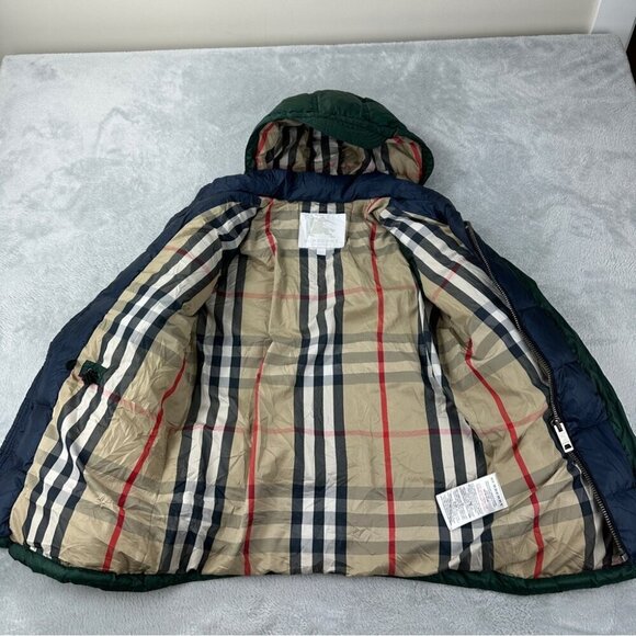 Burberry Children Green Puffer Jacket Nova Check Size 12Y - Picture 3 of 16